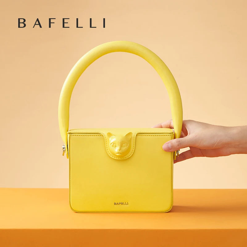 BAFELLI 2026 BAGS FOR WOMEN'S HANDBAG FASHION TREND BOXY LUXURY DESIGNER BRAND GENUINE LEATHER ORIGINAL FLAP PURSE EVENING CAT