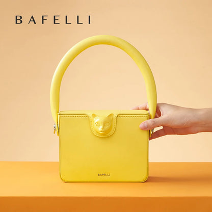 BAFELLI 2026 BAGS FOR WOMEN'S HANDBAG FASHION TREND BOXY LUXURY DESIGNER BRAND GENUINE LEATHER ORIGINAL FLAP PURSE EVENING CAT