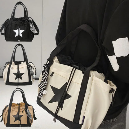 Women New Crossbody Bag Wholesale Large Capacity Couple Shoulder Bag New Casual Nylon Tote Bag Luxury Drawstring Handbag 2025