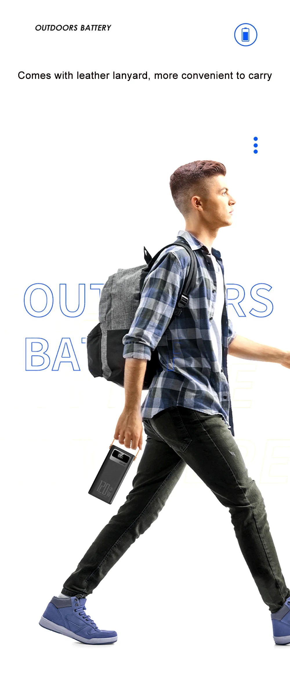 Portable Power Bank 30000mAh 60000mAh 120W Fast Charging Emergency Power Station with LED Charger for Home Camping And Phone