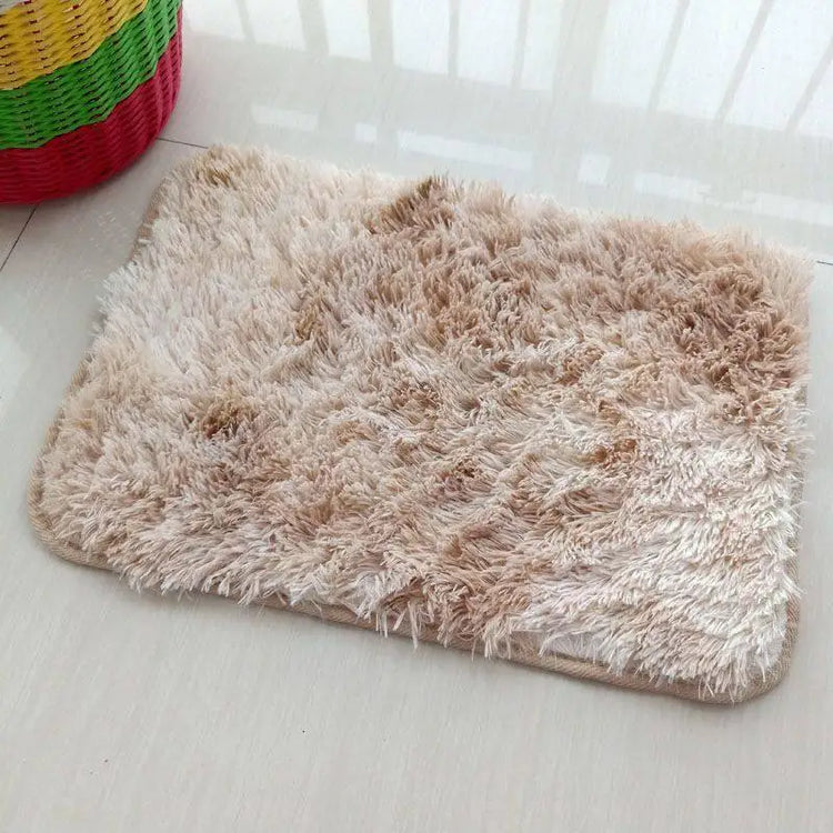 VIKAMA 1PC Silk Wool Rugs Children's Room Living Room Bedroom Tie-Dye Non-Slip Washable Machine Washable Carpet Mats
