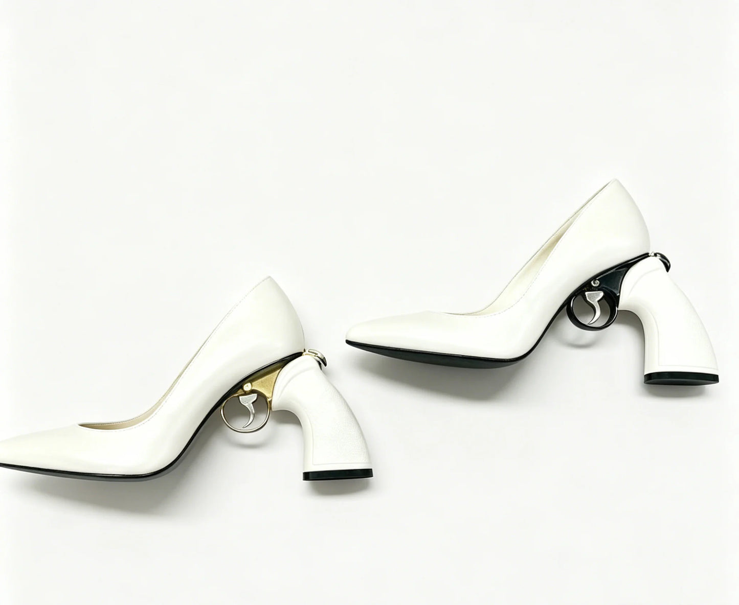 Doodle PU Leather Pointed Toe Women Pumps Shoes Strange Style High Heels Slip On Design Large Size Punk Shallow Shoes