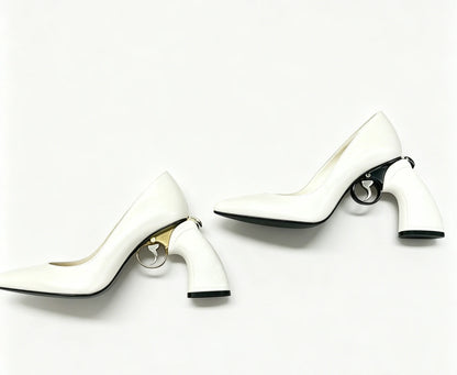 Doodle PU Leather Pointed Toe Women Pumps Shoes Strange Style High Heels Slip On Design Large Size Punk Shallow Shoes