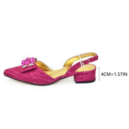 Ladies Shoe and Bag Set Latest Designers Women Nigerian Italian Shoes and Bag Set Decorated with Rhinestone Luxury Wedding Pumps