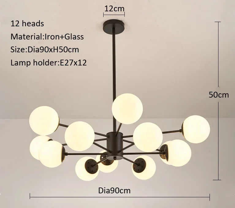 Modern Lustrous Glass Chandelier Ceiling Light Elegant Indoor Lighting for Living Room Dining Room - Luxury Room Decoration