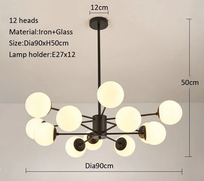 Modern Lustrous Glass Chandelier Ceiling Light Elegant Indoor Lighting for Living Room Dining Room - Luxury Room Decoration