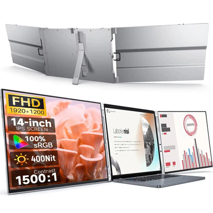 Portable Laptop Screen Extender 14/15 Inch Triple Monitor Folding Extended Dual Display Travel Screen For Laptop Extension