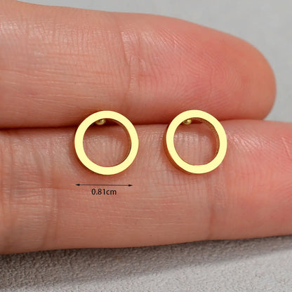Minimalist Stainless Steel Earings Mini Heart Star Geometric Stud Earrings For Women Cute Cat Dog Flower Leaf Earrings Jewelry