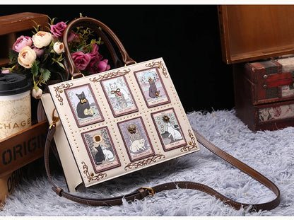 Vintage and Luxury Designer Bag with Delicate Embroidery Cat Printing Women Popular and Fashionable Tote Bag with Large Capacity