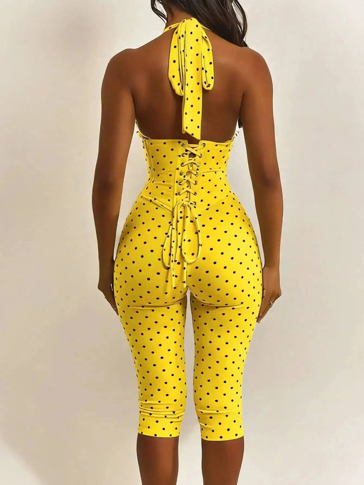 Sexy Backless Dot Print Jumpsuit Women Summer One Pieces Bodycon Jumpsuits Rompers Club Birthday Party Outfits Fashion Playsuit
