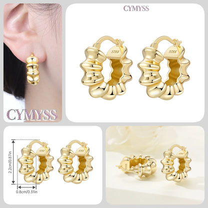Original 925 Sterling Silver Heart Vintage Luxury Earrings Fashion 18K Gold Hoop Earrings for Women Piercing Jewelry Aretes 2026