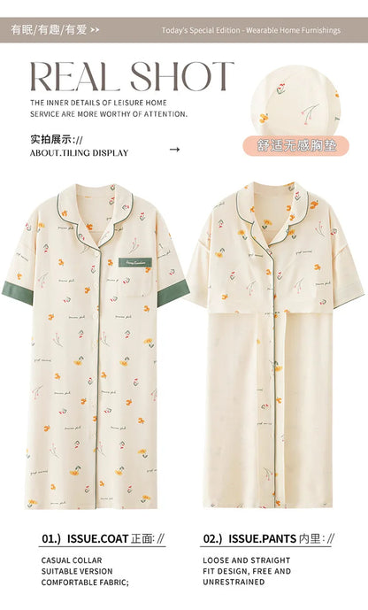 Newest M-5XL Women Short Sleeve Nightdress With Chest Pad Female Knited Cotton Nightwear Sleepdress