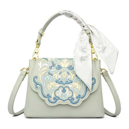 Fashion Embroidery Shoulder Bag Women Designer High Quality Leather Handbag Purse Ladies Small Crossbody Messenger Bag Female