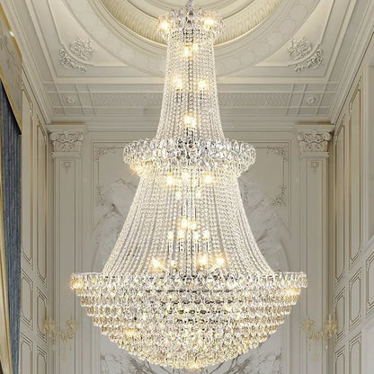New Ceiling Lamp Villa Living Room Lamp - Multi-Story Void Floor-To-Ceiling French Light Luxury Minimalist Crystal Pendant Lamp