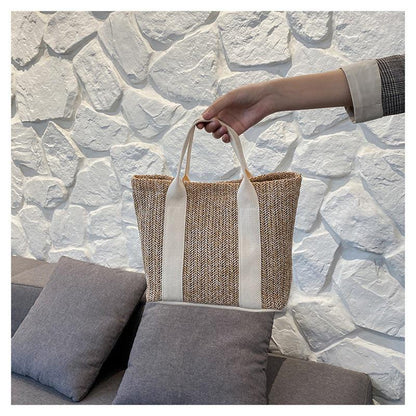 Summer Trend Straw Bags New Popular Hit Color Handbags for Women Zipper Color Matching Tote Bag
