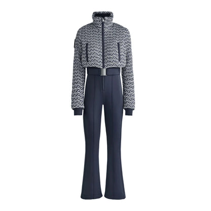 Fashion Hooded One-Piece Ski Jumpsuit Women Stand Collar Zipper High Waist Solid Windproof Outwear 2026 Winter Lady Skiwears New