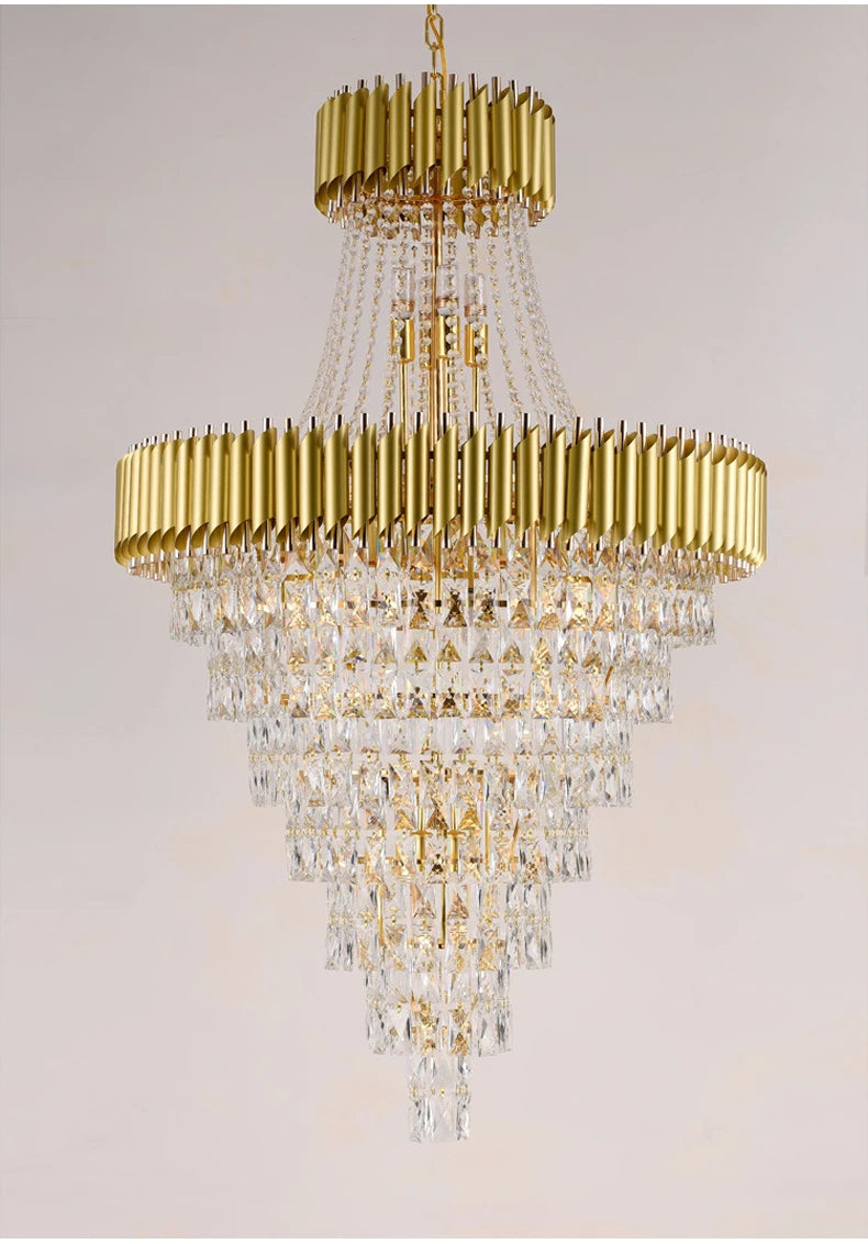Luxury Crystal Chandeliers Home Villa Duplex  Attic Living Room Lighting Loft Decoration Indoor Pendant Lights Fixtures