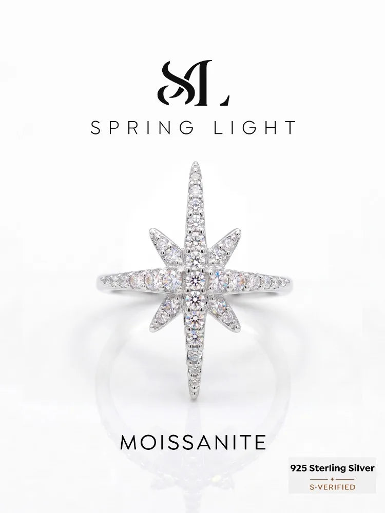 Fashionable Brilliant Real Moissanite Diamond with Certificate Rings for Women Daily Party Wear 925 Sterling Silver Fine Jewelry