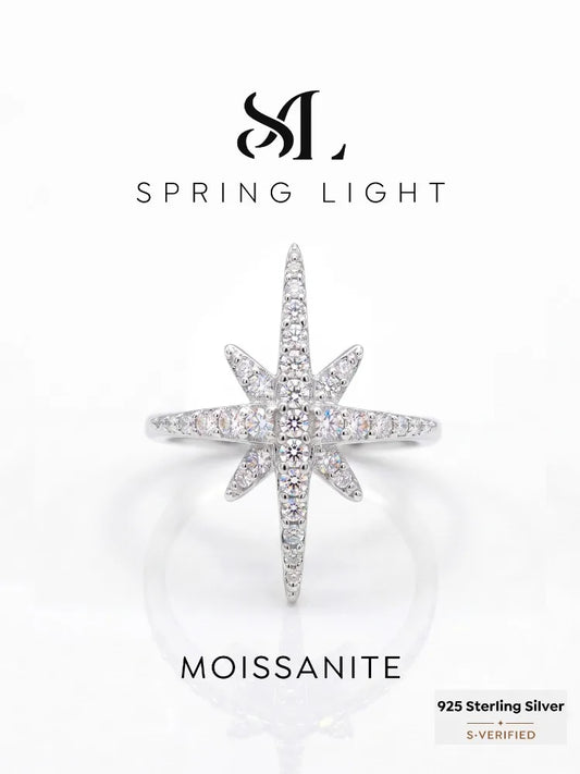 Fashionable Brilliant Real Moissanite Diamond with Certificate Rings for Women Daily Party Wear 925 Sterling Silver Fine Jewelry