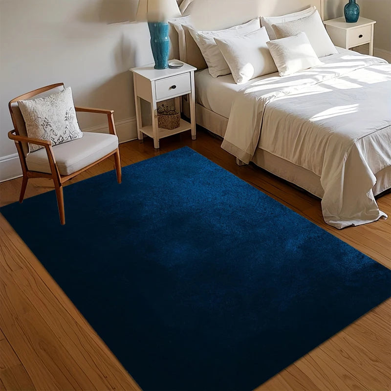 Solid Navy Blue Velvet Area Rugs Non-Slip Entry Door Mat Washable Carpet for Living Room Bedroom Home Decor Washroom Floor Mat