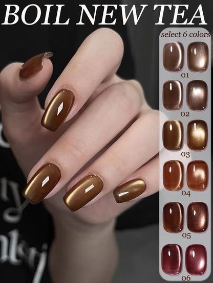 1-24pcs WS Romantic Purple Cat Eye Gel Nail Polish New Style Super Flash Versatile Whitening Purple Glass Bead Cat Nail Salon