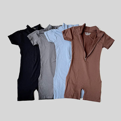 Summer Short Sleeve Zipper Jumpsuit Sports Wear Gym Fitness Sports Bodysuits Women Running Fashion Workout Clothes