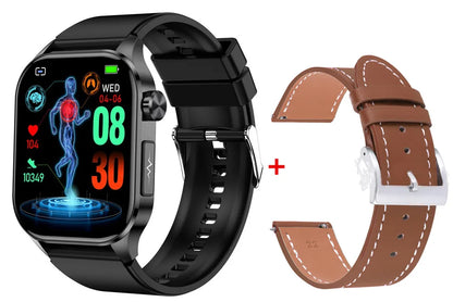 ET580 Smart Watch Men 2.04inch AMOLED Large Screen Bluetooth Call ECG Blood Pressure Oxygen Health Monitor SOS Smartwatch