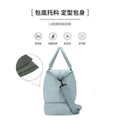 Outdoor Portable Travel Tote Adjustable Pull Rod Dry And Wet Separation Expandable Independent Shoe Compartment Fitness Bag