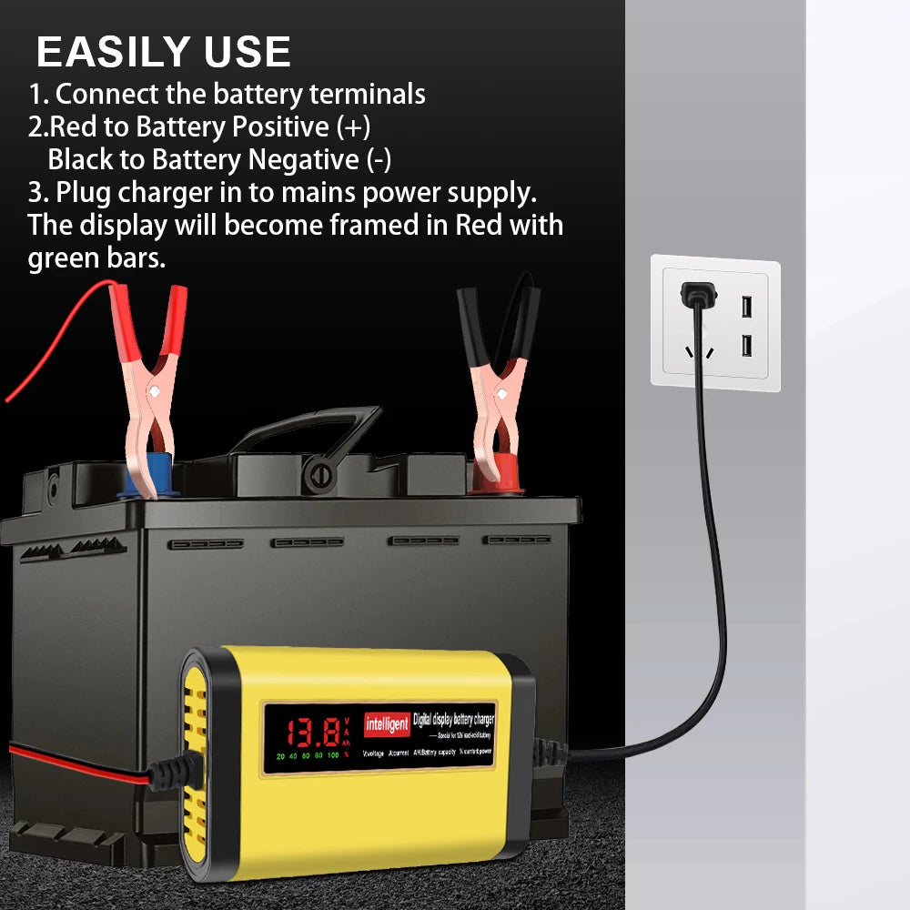 Car Battery Charger Intelligent Smart Battery Charging Pulse Repair Tools Auto Accessories For SUV Motorcycle Truck RV Universal