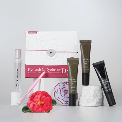 ICONSIGN Natural Vegan Brow Tint Kit 3 in 1 Camellia Extract Gentle Long Lasting No Need Mixing Easy Use Eyelash&Eyebrow Dye Set