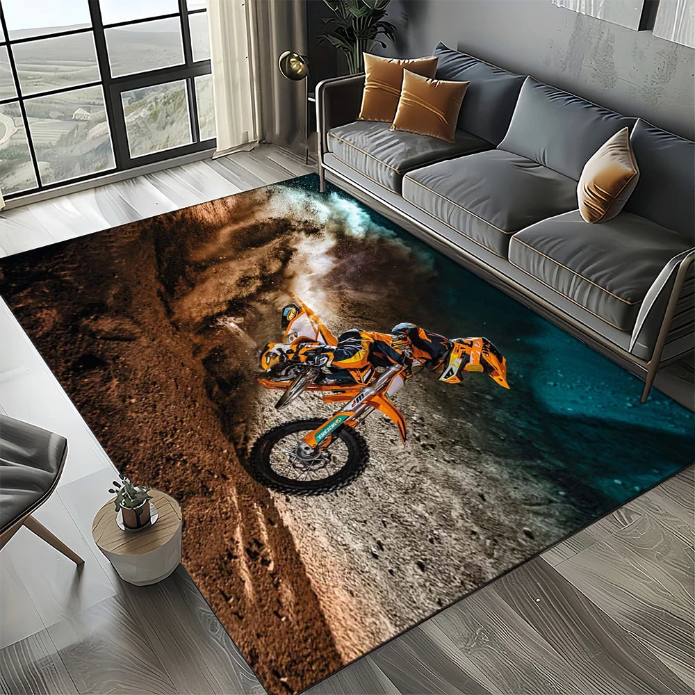 Racing Car K-KTM Motorcycle Carpet Rug for Living Room Bedroom Home Sofa Decoration,Kids Play Area Rug Non-slip Floor Mat Gift
