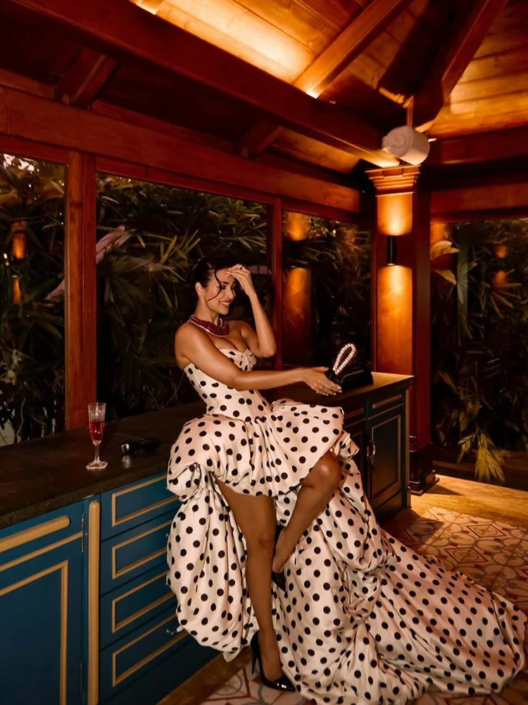 OEING Elegant A-Line Prom Dresses Sweetheart Polka Dots High/Low Birthday Party Dresses Gala Women robes de soirée Customized