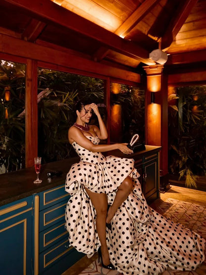 OEING Elegant A-Line Prom Dresses Sweetheart Polka Dots High/Low Birthday Party Dresses Gala Women robes de soirée Customized