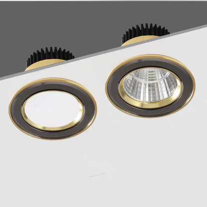 Gold Electroplating Ultra-High Quality Recessed LED Downlights Dimmable 7W9W12W15W COB Ceiling Spotlights AC90~260V For Home Use