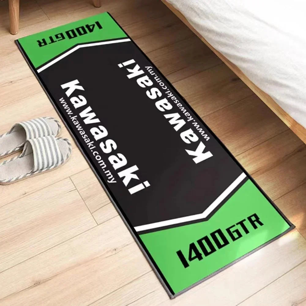 Kawasaki Motorcycle Carpet Garage Mat Racing Cool Moto Display Motorcycle Display Mat Kawasaki Anti-slip Floor Decoration Rug