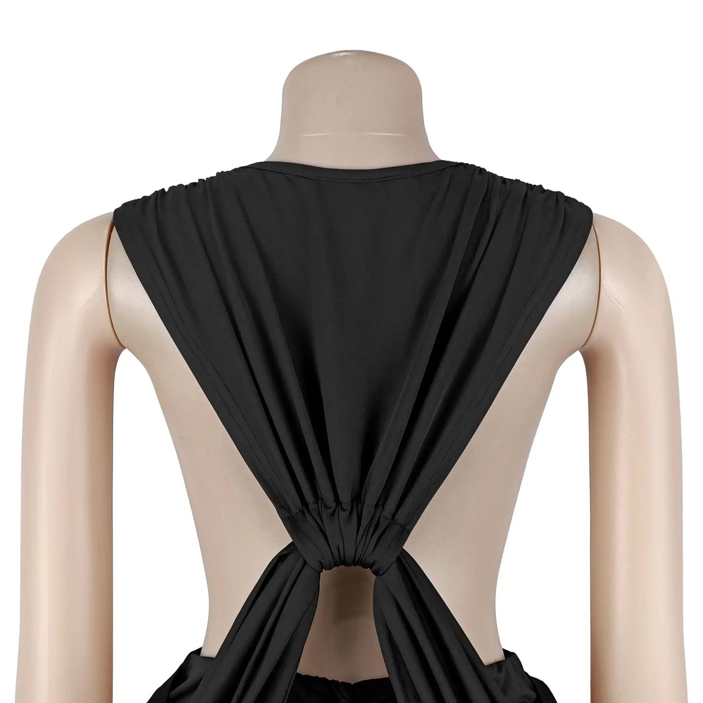 HLJ Sexy Solid Color Bodycon Jumpsuits Women Halter Deep V Neck High Waist Ruched Flare Rompers Party Club Streetwear Overalls
