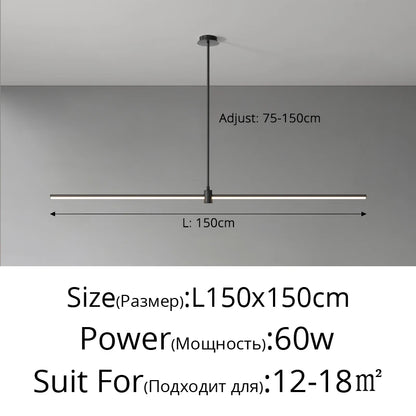 Modern Simplicity Long Linear LED Pendant Lights Strip Hanging Indoor Lamps for Office Table Kitchen  Home Decoration Chandelier