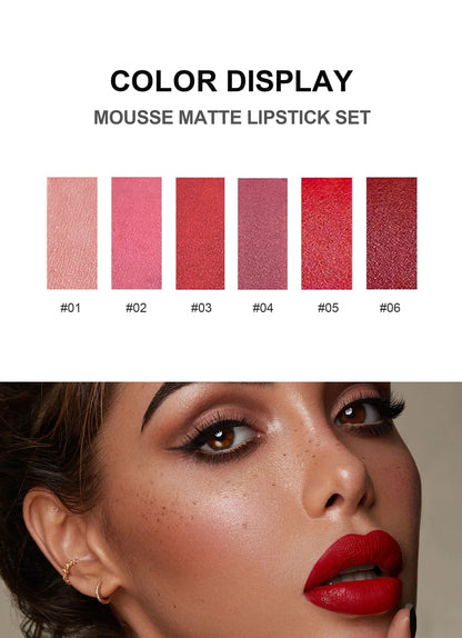 6 Colors Matte Lipstick Set for Women Long Lasting Velvet Texture Non-Drying Radio Tube Makeup Lipsticks Set Gift Box Included