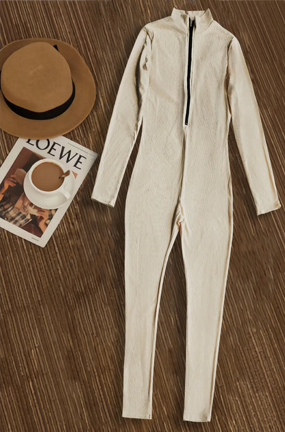 M3112 Women's Jumpsuits Bodysuit Zipper Long Sleeved Yoga Set Suit Gym Push Up Workout Clothes Fitness Sportswear Tracksuit