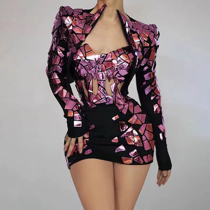 Sparkling Rhinestone Sequin Dress Model Fashion Show Party Dinner Dress Personalized Design Birthday Party Photo Shot Dress