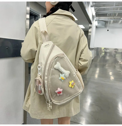 Casual Travel Transparent Zipper Shoulder Bag Vintage Women All Match Simple Ita Bag Y2K Girls Fashion Crossbody Bags Handbags