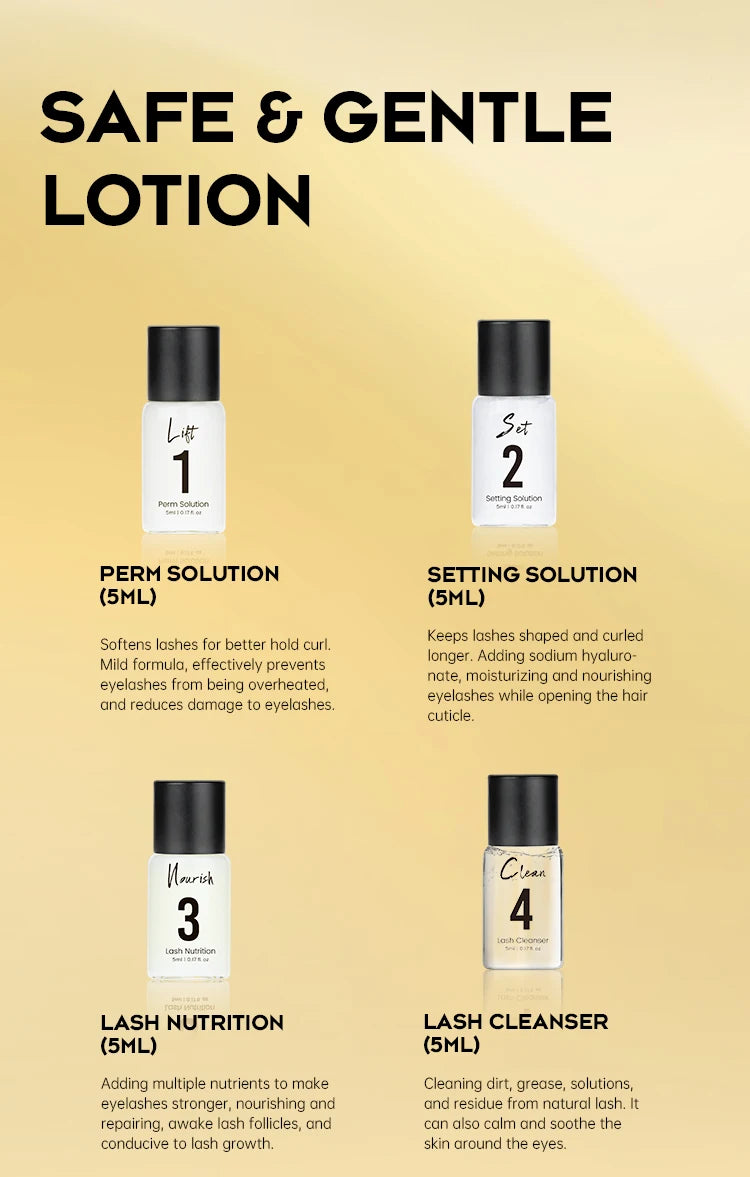 Gollee Lash and Brow Curling Perm Kit Natural Eyelash Lifting Perm Treatment Makeup Long Lasting 4-6 Weeks For Lash Curler Perm