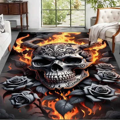 A Halloween Purple Skull Carpet Full of Festive Soft Flannel Floor Mat Living Rooms Bedrooms and Pumpkin Decorative Carpets