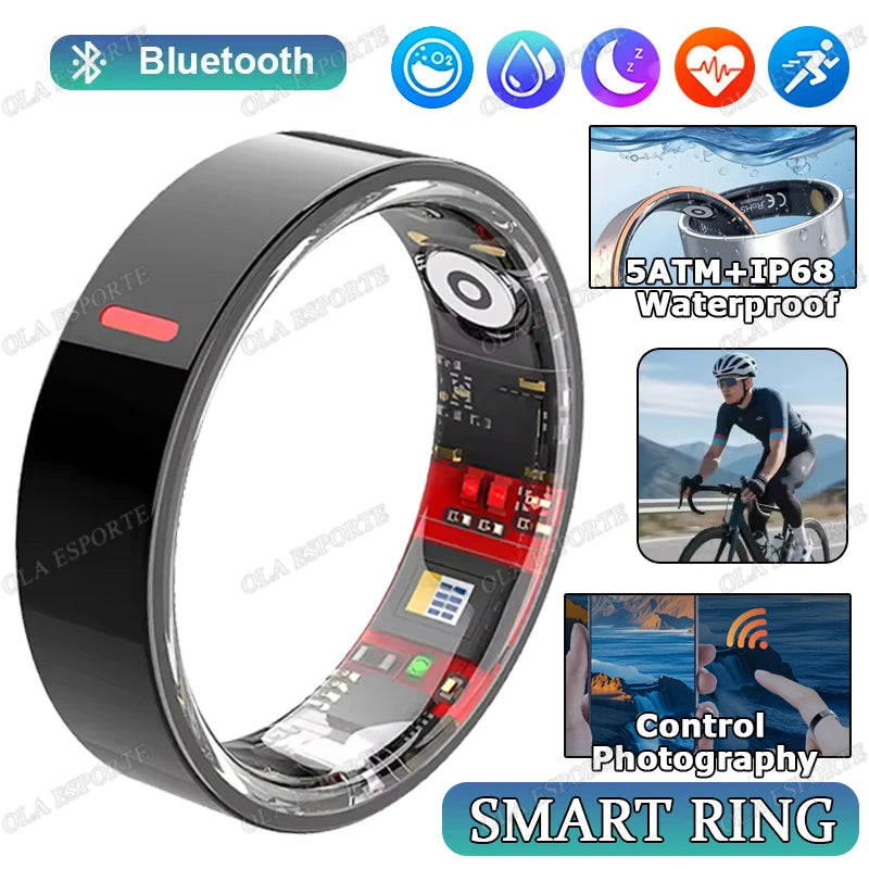 2026 Outdoor Sports Smart Ring 5ATM+IP68 Waterproof Rings Heart Rate Blood Pressure/Oxygen Sleep Health Monitoring Smartring Men