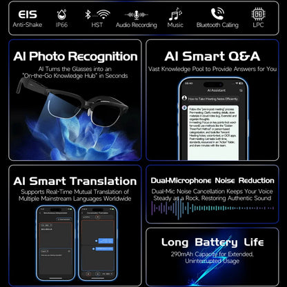 Smart AI Glasses 4K 8MP Camera Recording Videos Photo Recognition Answer Translation BT Call Photochromic Sunglasses Waterproof