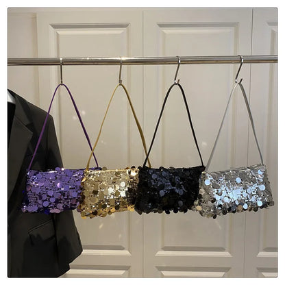 Sequin Evening Party Shoulder Bags for Women Lightweight Portable Ladies strap Crossbody Bag Solid Color fashion Female Handbag