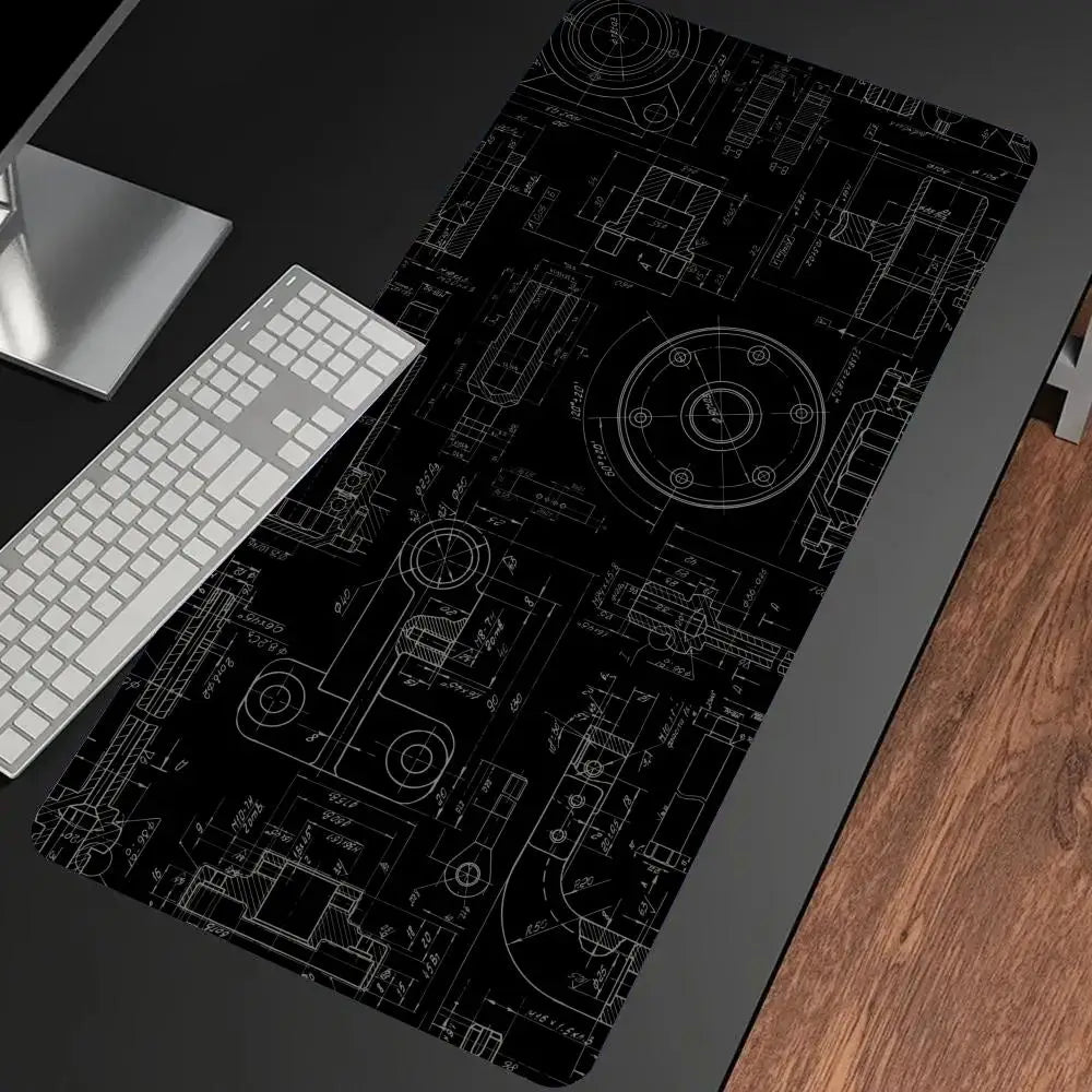 Mechanical Drawing Mouse Pad Gaming Accessory Large HD Mousepad XXL MousePad Natural Rubber Carpet Non-Slip Table Mat Office Rug