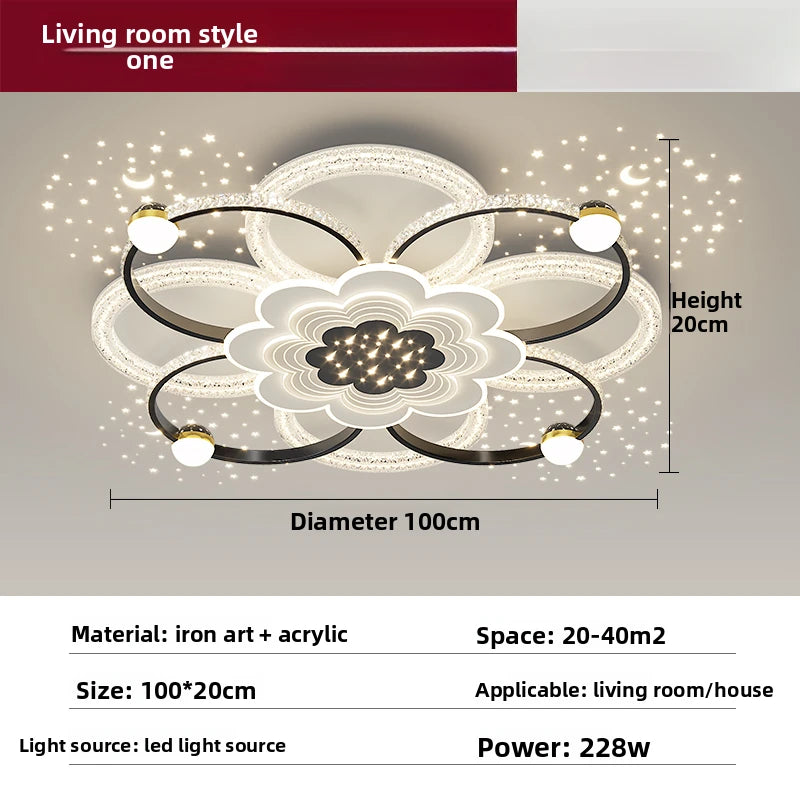 New Model Living Room Starlight Ceiling Lamp - Round Design Luxurious And High-End Modern And Minimalist Style Whirlwind Effect