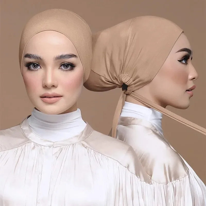 1PC Adjustable Inner Caps New Soft Solid Color Elastic Cap Modal Hijab Muslim Bonnet Underscarf Women Fashion Accessories