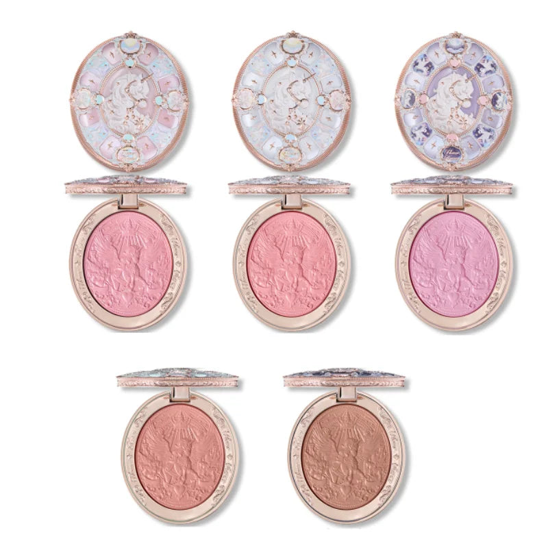 Flower Knows Knight Unicorn Makeup Gift Box Lipstick Blush Loose Setting Powder Starlight Eyeshadow,Cosmetics Kit Gift Set